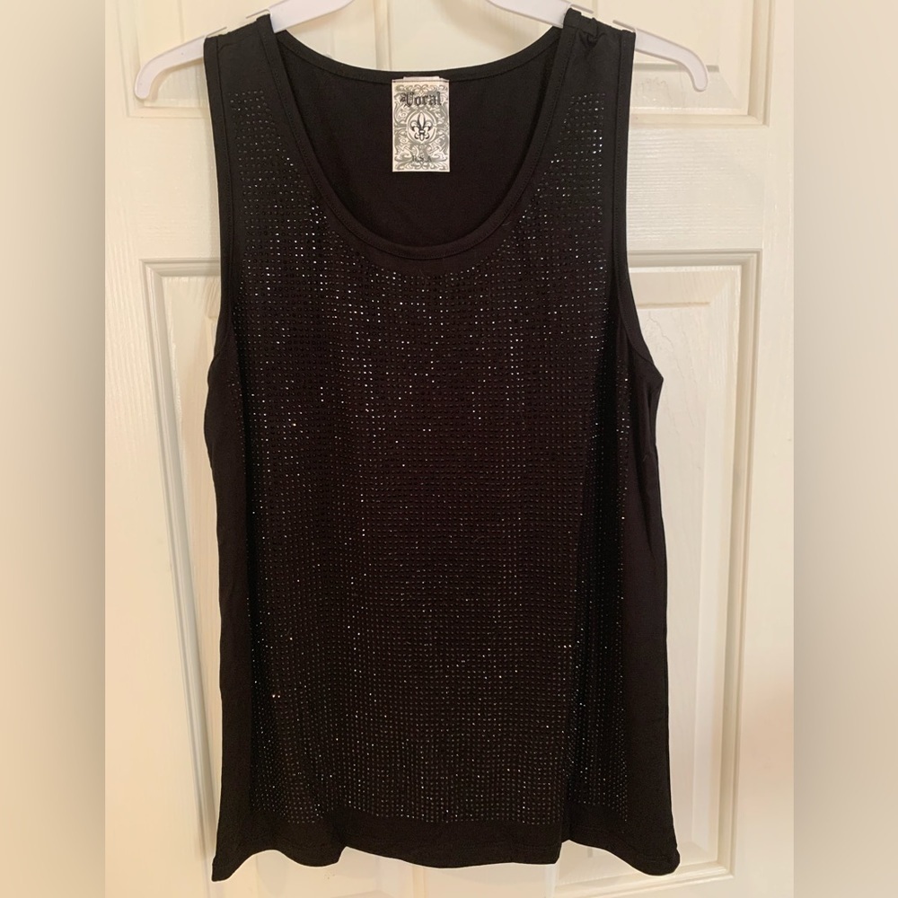 NWT VOCAL black rhinestone tank. Size MEDIUM. Gorgeous and versatile! - Picture 2 of 9
